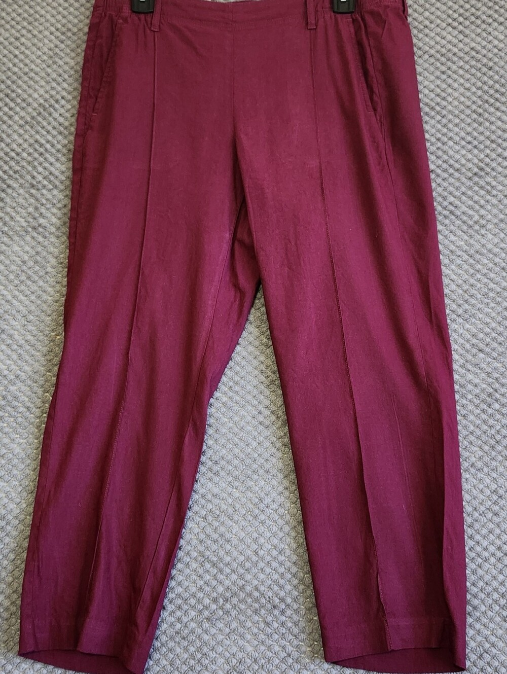 J. Jill Burgundy 100% Linen Ankle Cropped Pull-On Pants
